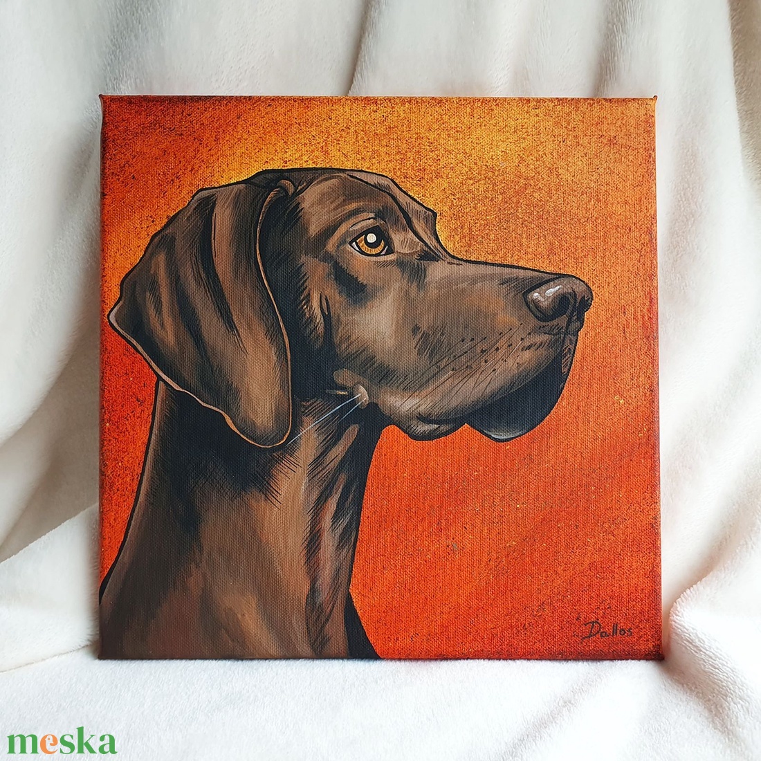 Dió - a magyar vizsla - aril festmény  30 x 30 cm  vászon - művészet - festmény - akril - Meska.hu