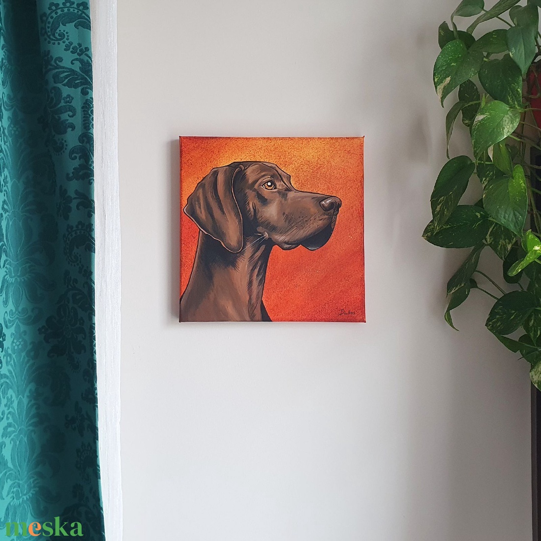 Dió - a magyar vizsla - aril festmény  30 x 30 cm  vászon - művészet - festmény - akril - Meska.hu