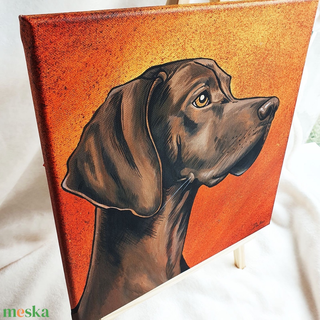 Dió - a magyar vizsla - aril festmény  30 x 30 cm  vászon - művészet - festmény - akril - Meska.hu