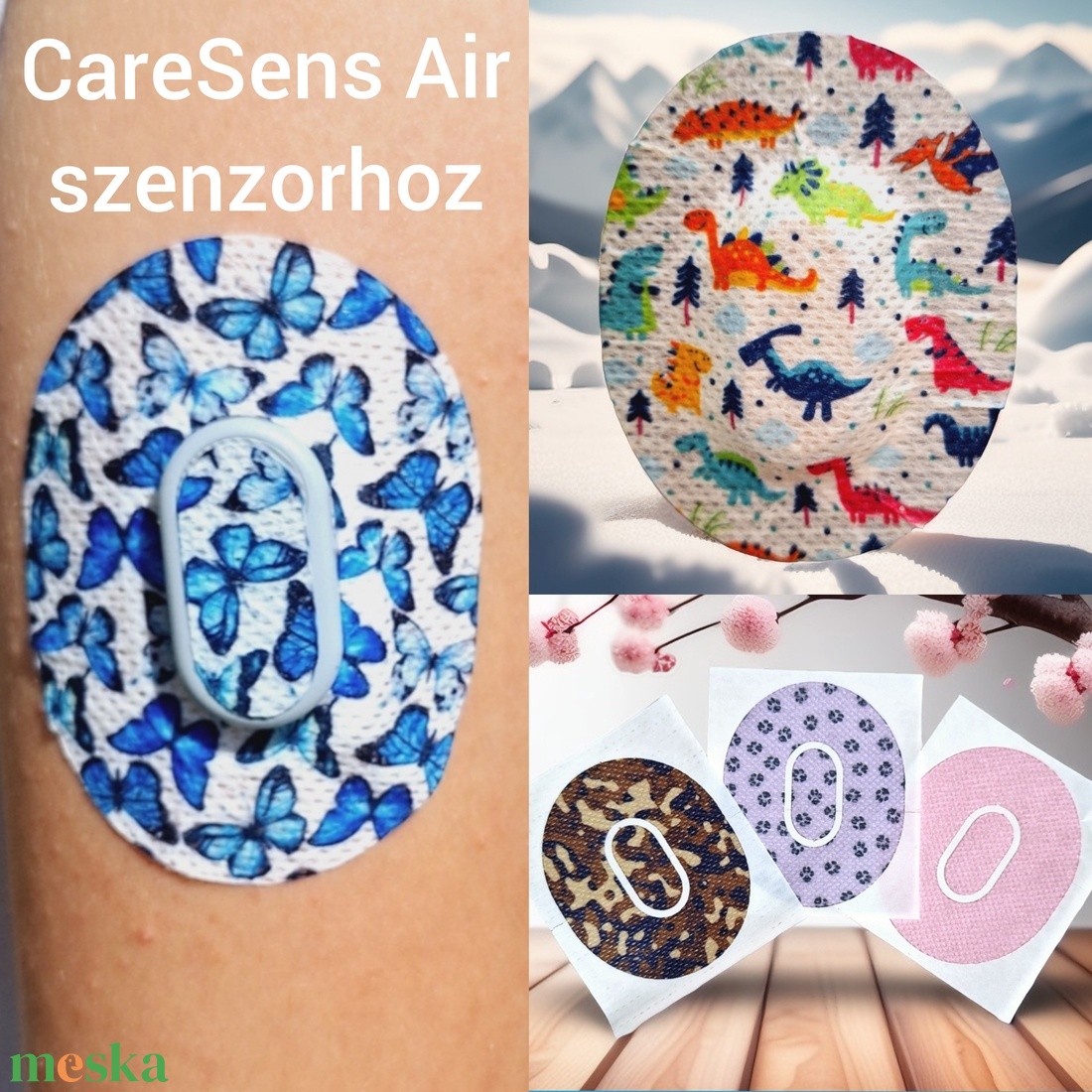 CareSens Air vércukormérő szenzorhoz mintás tapasz (szenzortapasz) 5 db/csomag - otthon & életmód - papír írószer - matrica, matrica csomag - Meska.hu