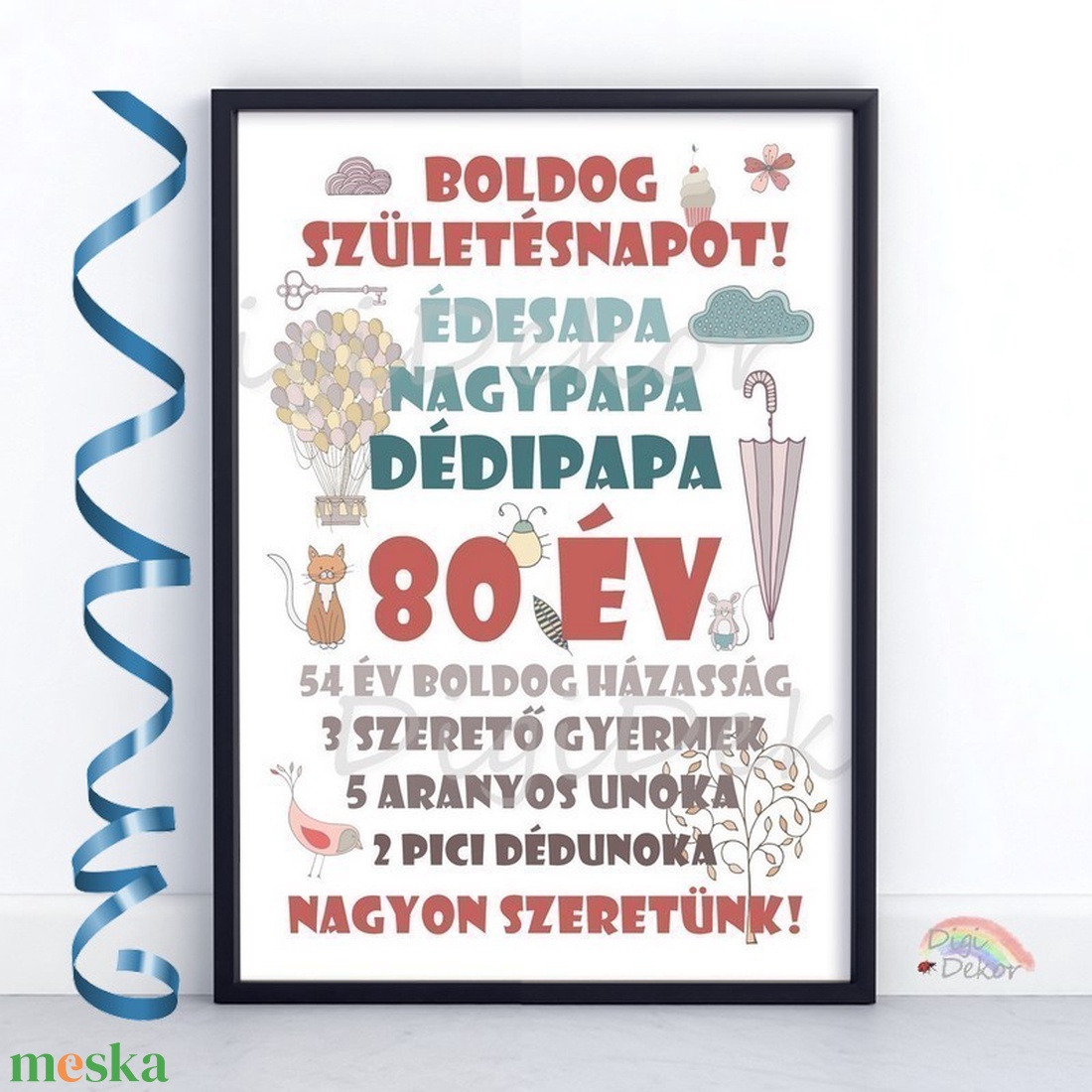 Születésnapi poszter dédipapának, nagypapának. Egyedi szülinapi ajándék nőknek. Színes, hangulatos táblakép, A4, A3.  - otthon & lakás - dekoráció - kép & falikép - poszter - Meska.hu