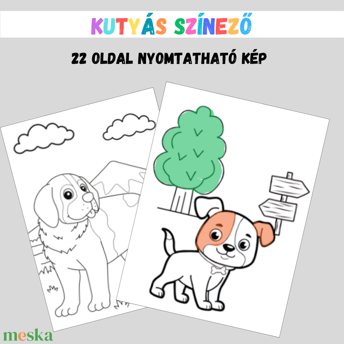 Kutyás színező - művészet - grafika & illusztráció - egyéb rajzok - Meska.hu