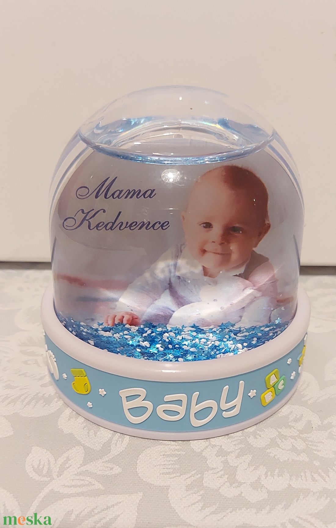 Baby feliratos egyedi fényképes hógömb  - karácsony - karácsonyi ruházat - karácsonyi kiegészítők - Meska.hu