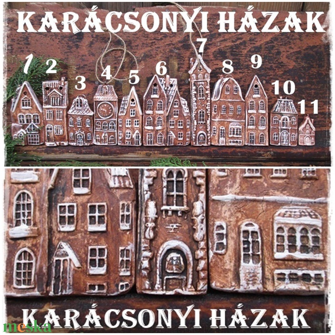 Havas   karácsonyi házak 3db - karácsony - karácsonyi lakásdekoráció - karácsonyfadíszek - Meska.hu