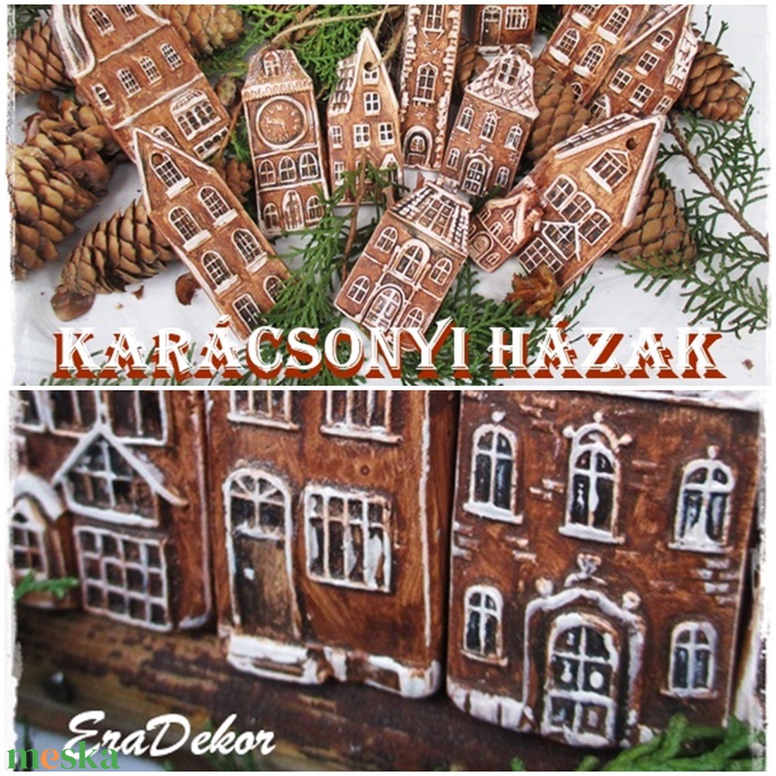 Havas   karácsonyi házak 3db - karácsony - karácsonyi lakásdekoráció - karácsonyfadíszek - Meska.hu