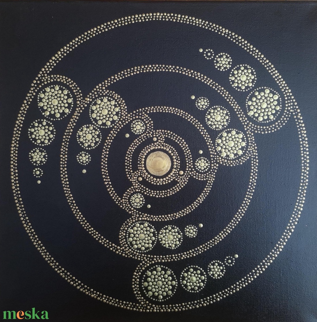 Körforgás - Gabonakör  - Pontfestett mandala - művészet - festmény - akril - Meska.hu