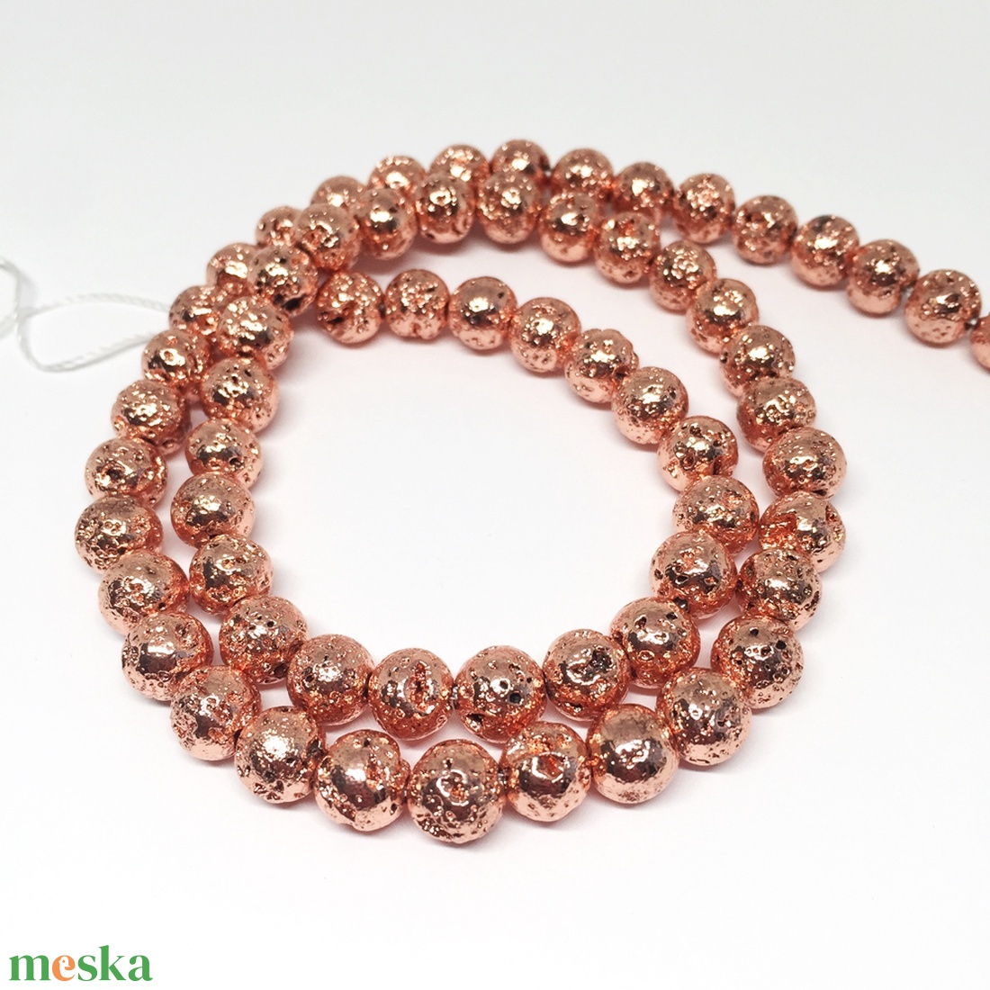 Lávakő festett rosegold ásványgyöngy, 6 mm, 60 db - kellékek & szerszámok - gyöngy, ékszerkellék - féldrágakő - Meska.hu