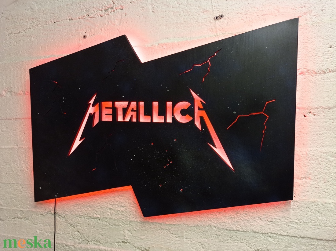 Metallica  - világító falikép - otthon & életmód - dekoráció - kép & falikép - fából készült kép - Meska.hu