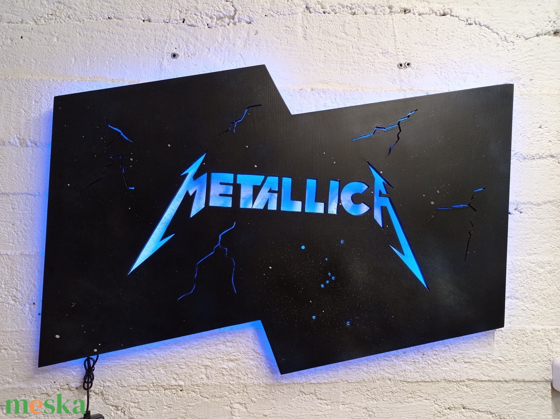 Metallica  - világító falikép - otthon & életmód - dekoráció - kép & falikép - fából készült kép - Meska.hu