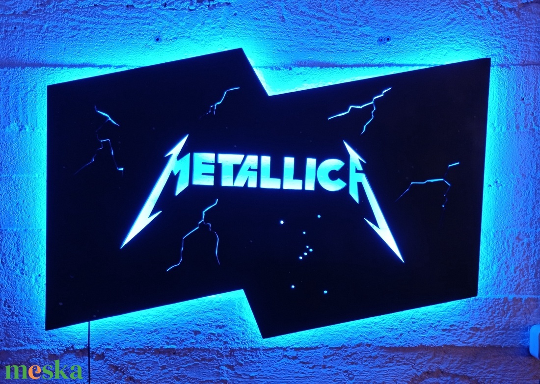 Metallica  - világító falikép - otthon & életmód - dekoráció - kép & falikép - fából készült kép - Meska.hu