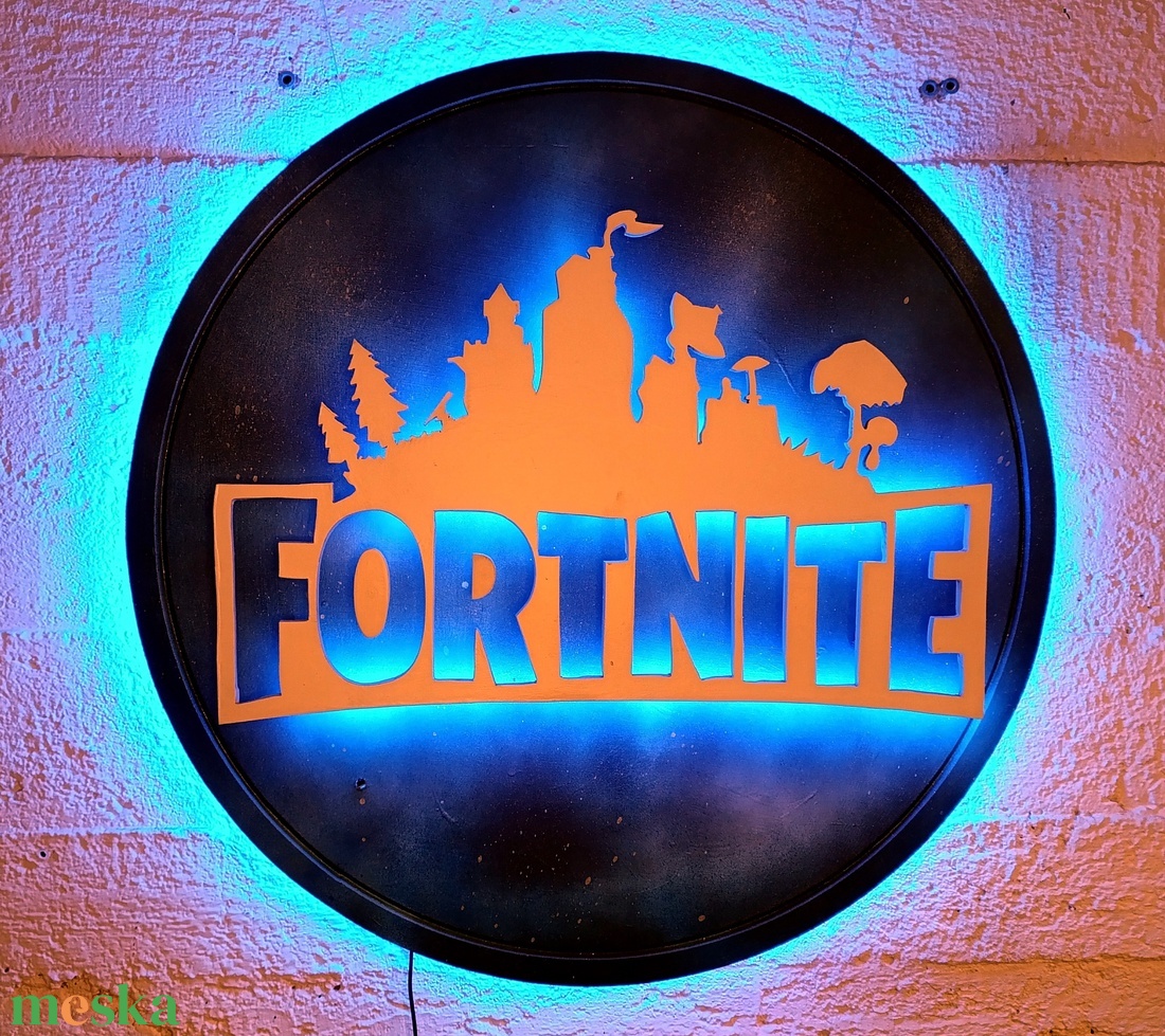 Fortnite - világító falikép - otthon & életmód - dekoráció - kép & falikép - fából készült kép - Meska.hu