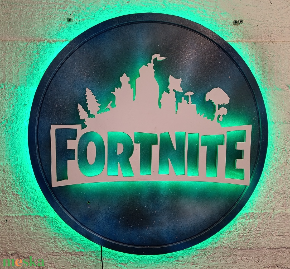 Fortnite - világító falikép - otthon & életmód - dekoráció - kép & falikép - fából készült kép - Meska.hu