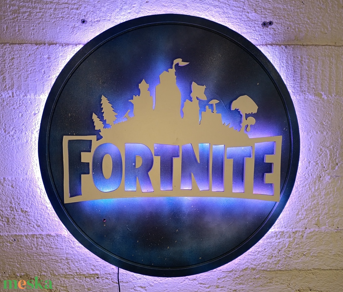 Fortnite - világító falikép - otthon & életmód - dekoráció - kép & falikép - fából készült kép - Meska.hu