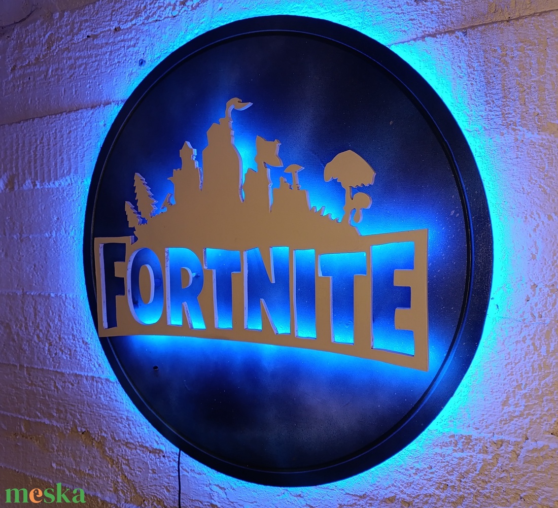 Fortnite - világító falikép - otthon & életmód - dekoráció - kép & falikép - fából készült kép - Meska.hu