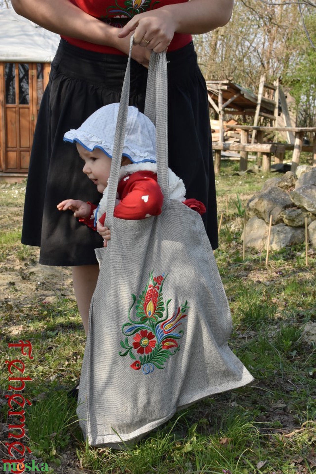 Fehérnép somogyi cekkere (szürke) - táska & tok - bevásárlás & shopper táska - shopper, textiltáska, szatyor - Meska.hu