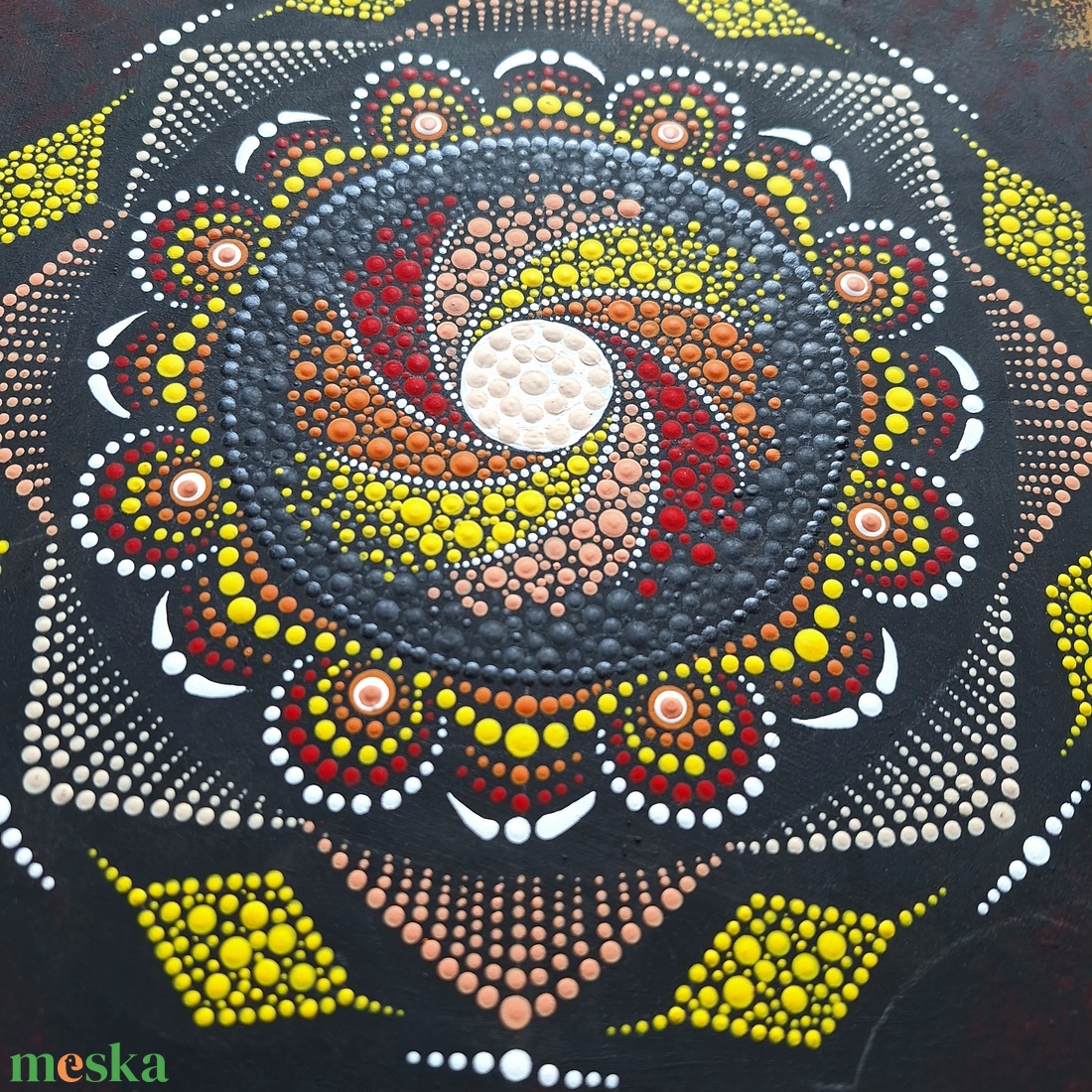 Pontozott mandala - sárga, narancs, vörös - otthon & lakás - dekoráció - spiritualitás - mandala - Meska.hu