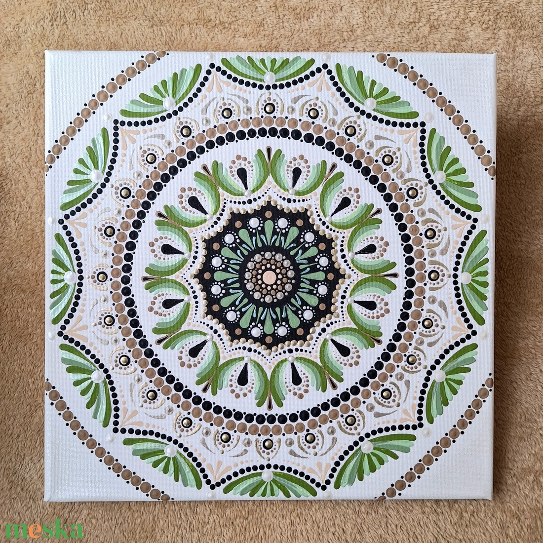 Pontozott mandala - 30x30 cm - otthon & életmód - dekoráció - kép & falikép - vászonkép - Meska.hu