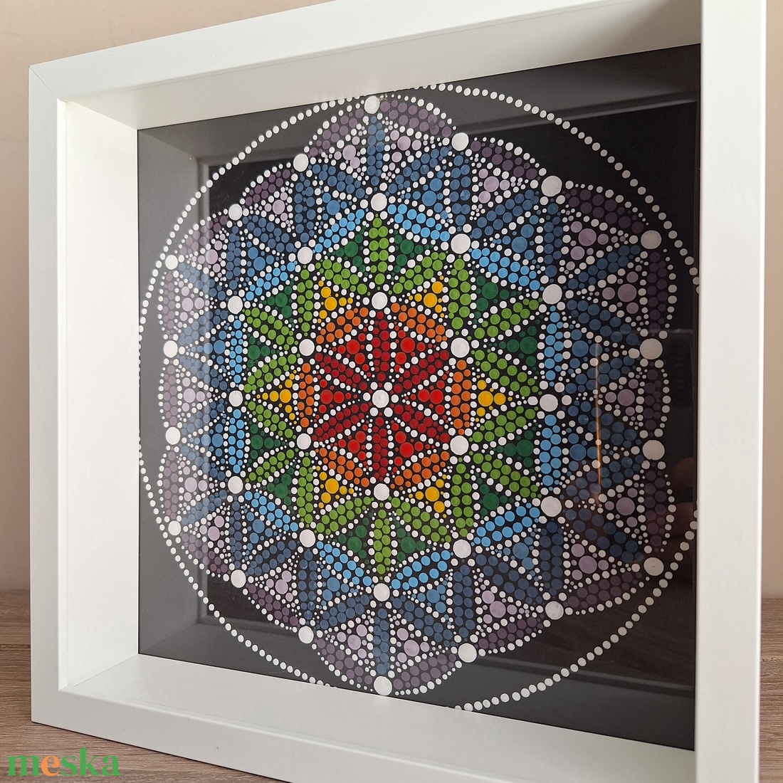 Pontozott mandala - Élet Virága, keretben - otthon & lakás - dekoráció - spiritualitás - mandala - Meska.hu