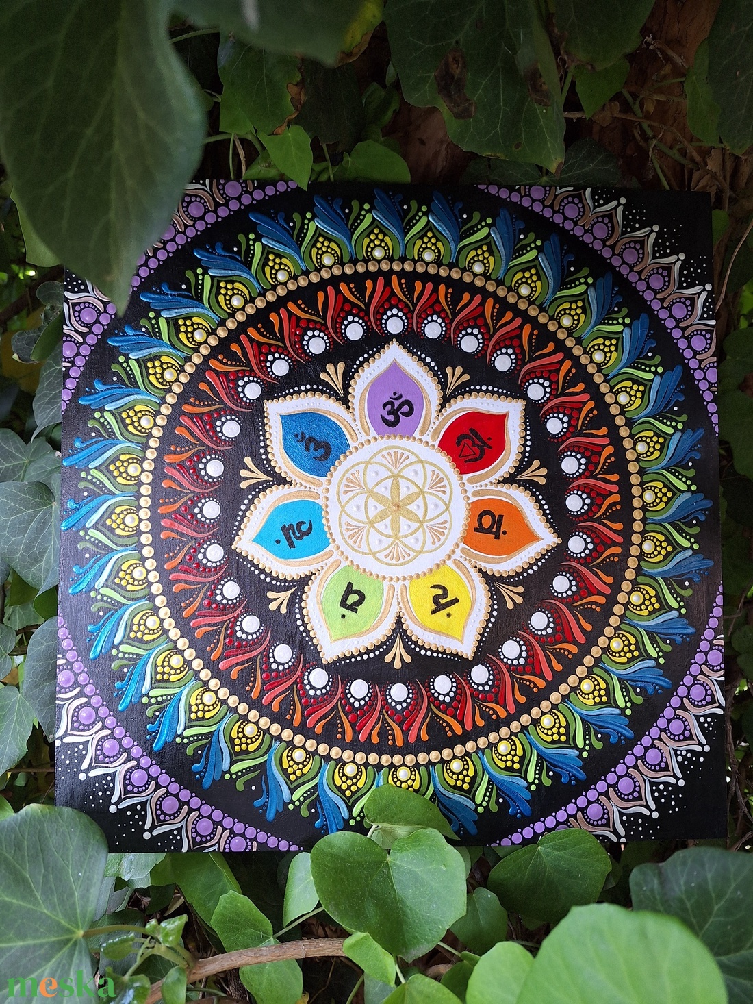 Pontozott mandala- 7 csakra virág - otthon & életmód - dekoráció - spiritualitás - mandala - Meska.hu