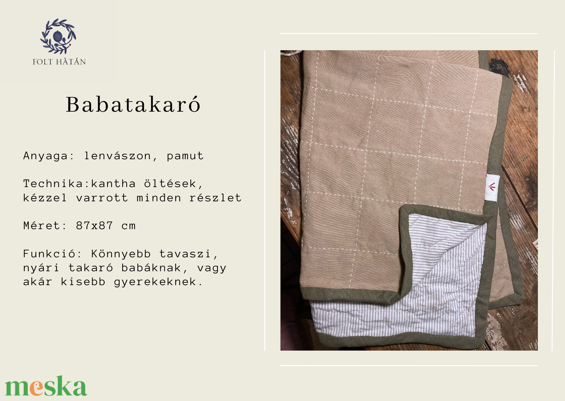 Quilt babatakaró (lenvászonból és pamutból)  - otthon & életmód - babaszoba, gyerekszoba - babatakaró, gyerek pléd - Meska.hu