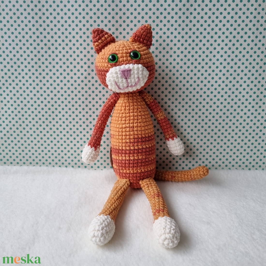 Horgolt vörös macska amigurumi - játék & sport - plüssállat & játékfigura - cica - Meska.hu