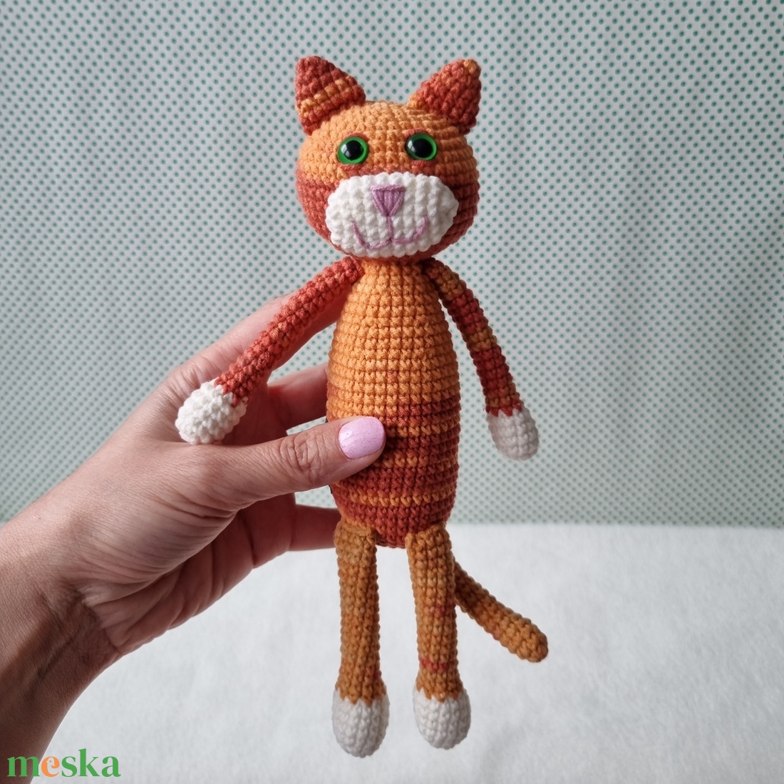 Horgolt vörös macska amigurumi - játék & sport - plüssállat & játékfigura - cica - Meska.hu