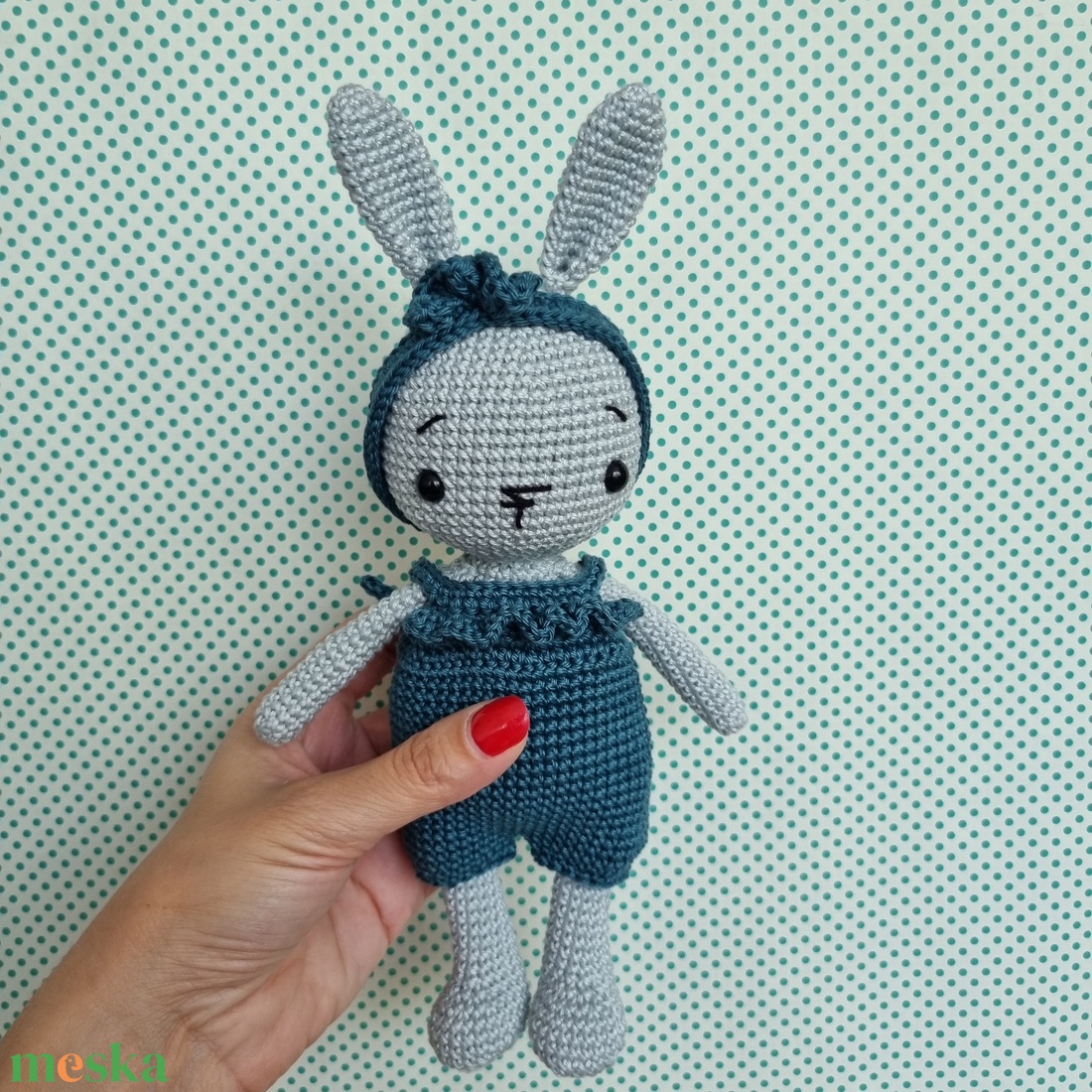 Horgolt szürke nyuszi amigurumi - játék & sport - plüssállat & játékfigura - nyuszi - Meska.hu