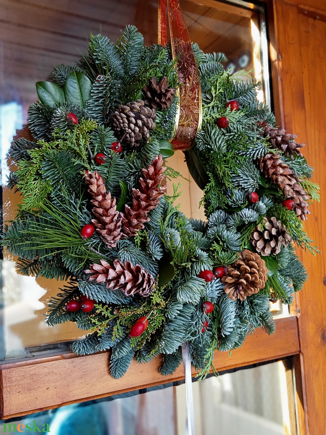 Téli természet fenyő ,toboz ajtódísz  - karácsony - adventi díszek - adventi ajtódísz - Meska.hu