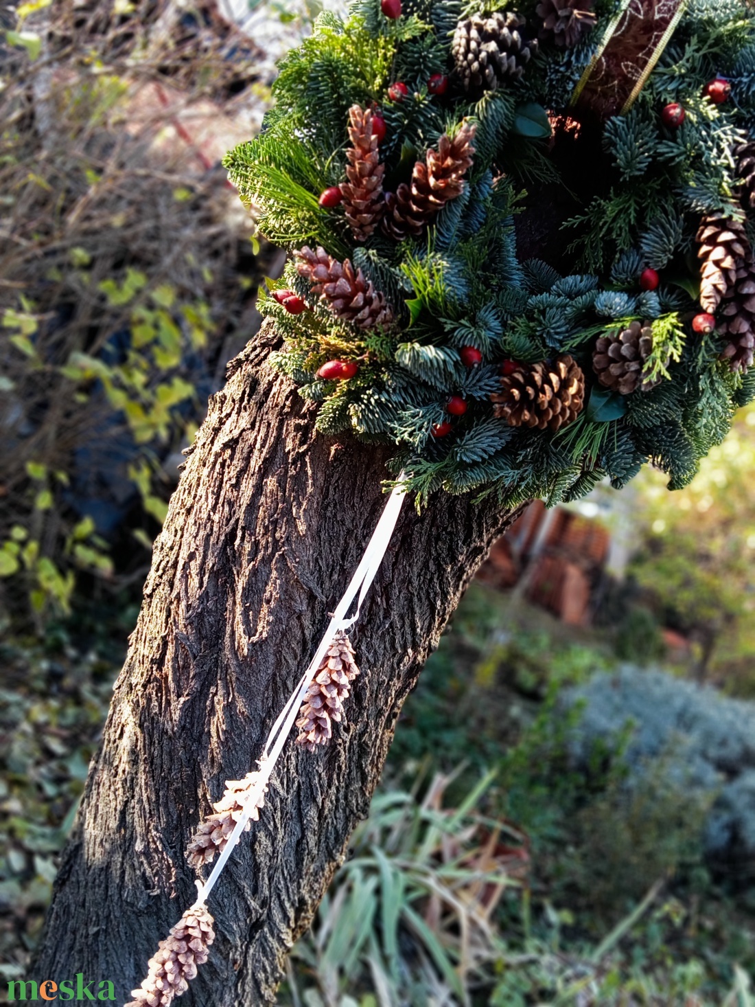 Téli természet fenyő ,toboz ajtódísz  - karácsony - adventi díszek - adventi ajtódísz - Meska.hu