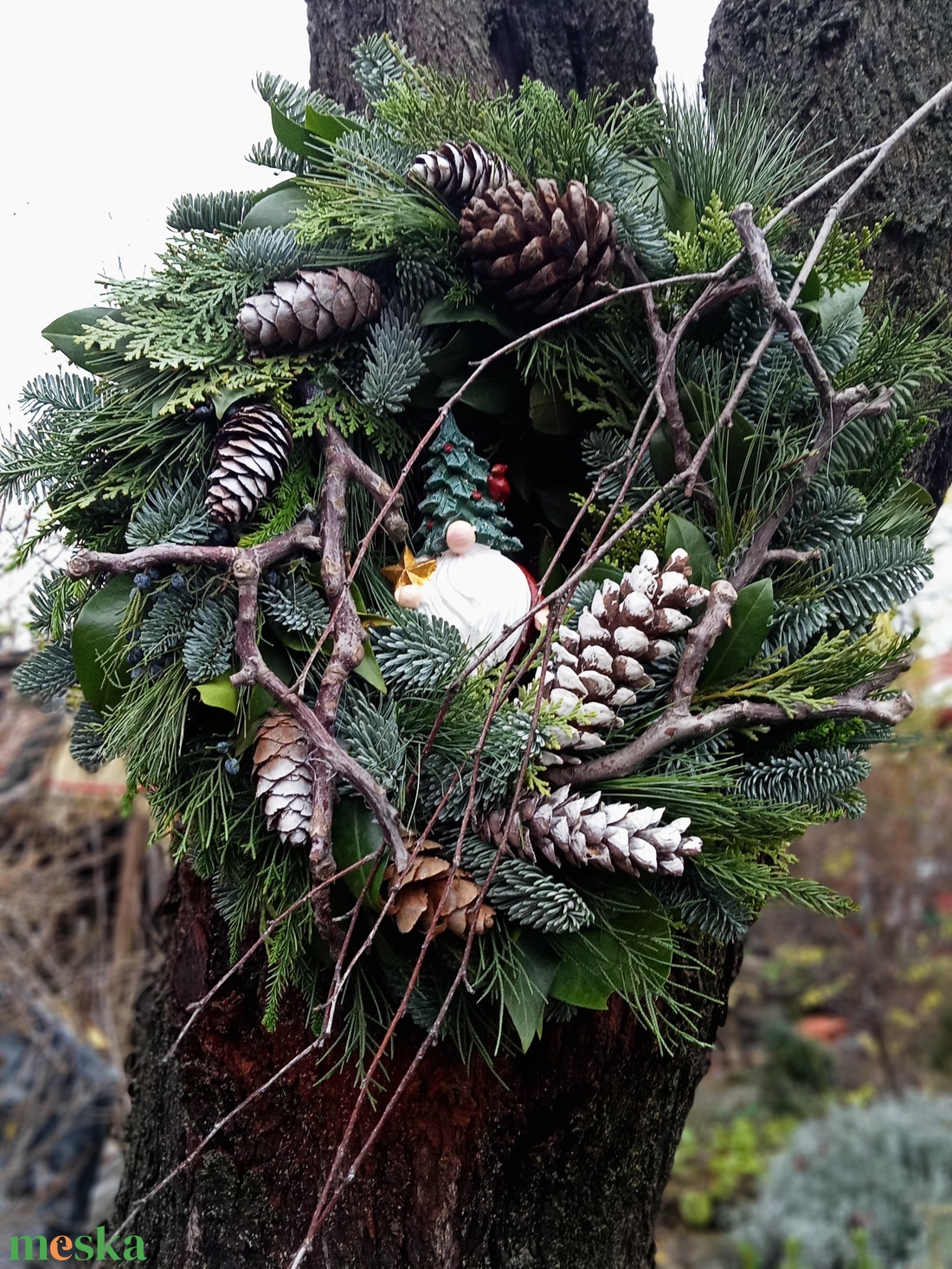 )Téli erdei manolak, ( nagy méret)örökzöldek találkozása ajtódísz  - karácsony - adventi díszek - adventi ajtódísz - Meska.hu