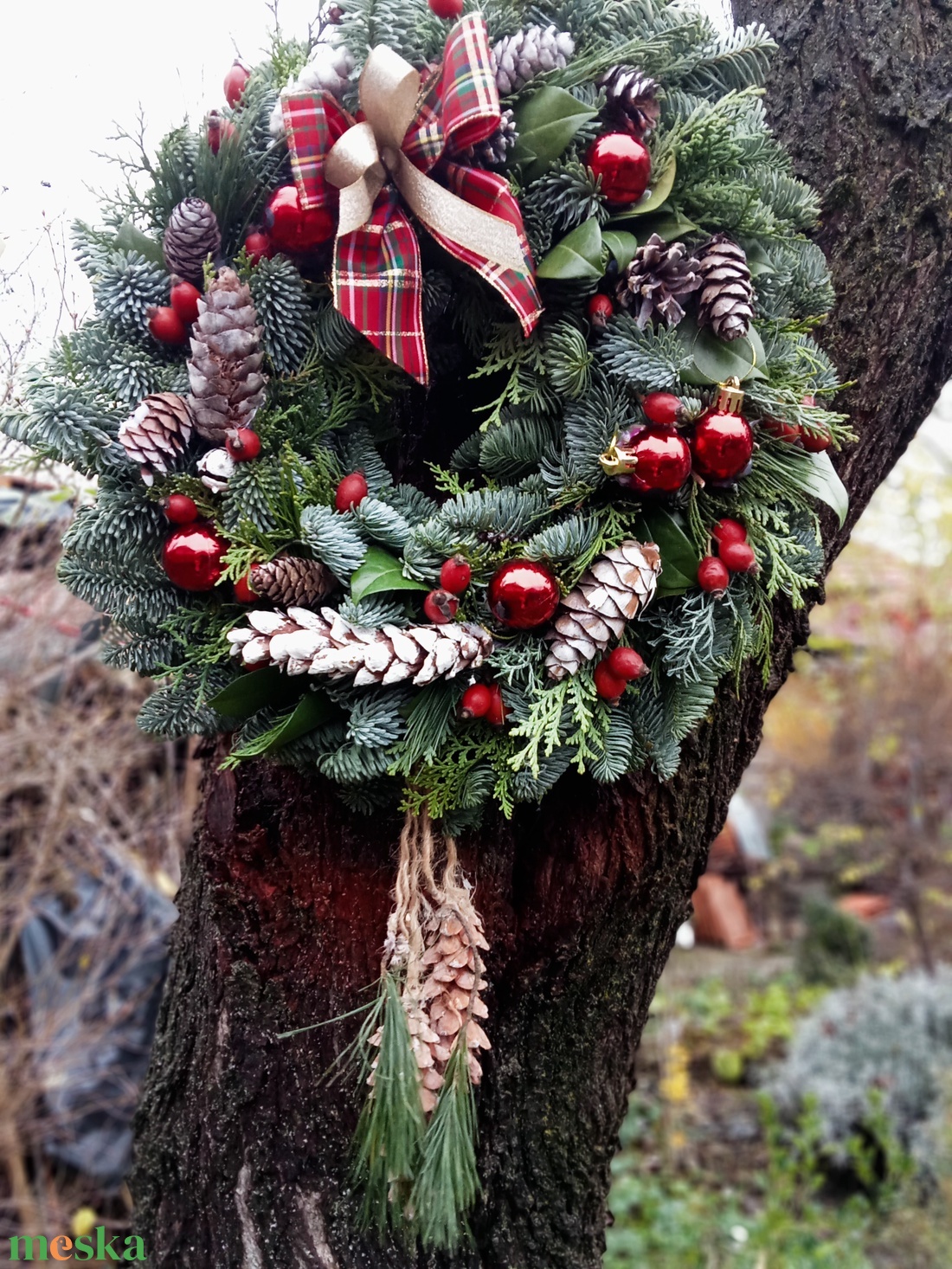 )Téli természet -Karácsonyi  ,adventi  koszorú asztaldisz   - karácsony - adventi díszek - adventi asztaldísz - Meska.hu