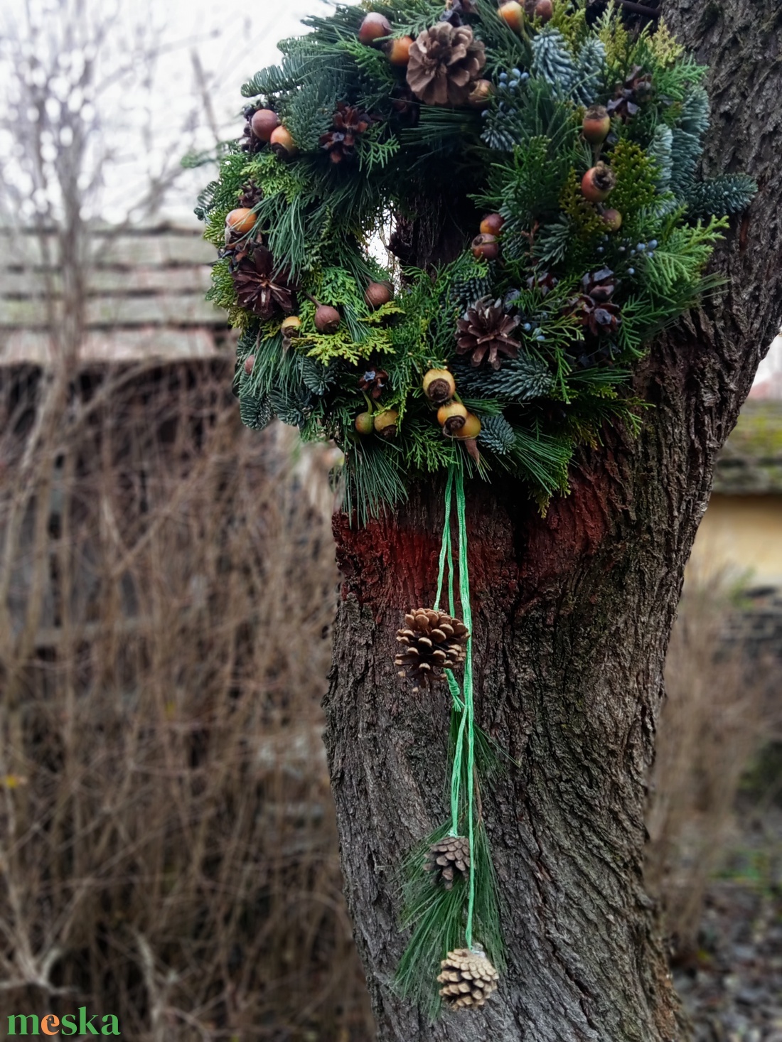 )Téli természet -Karácsonyi  ,adventi  koszorú asztaldisz   - karácsony - adventi díszek - adventi asztaldísz - Meska.hu