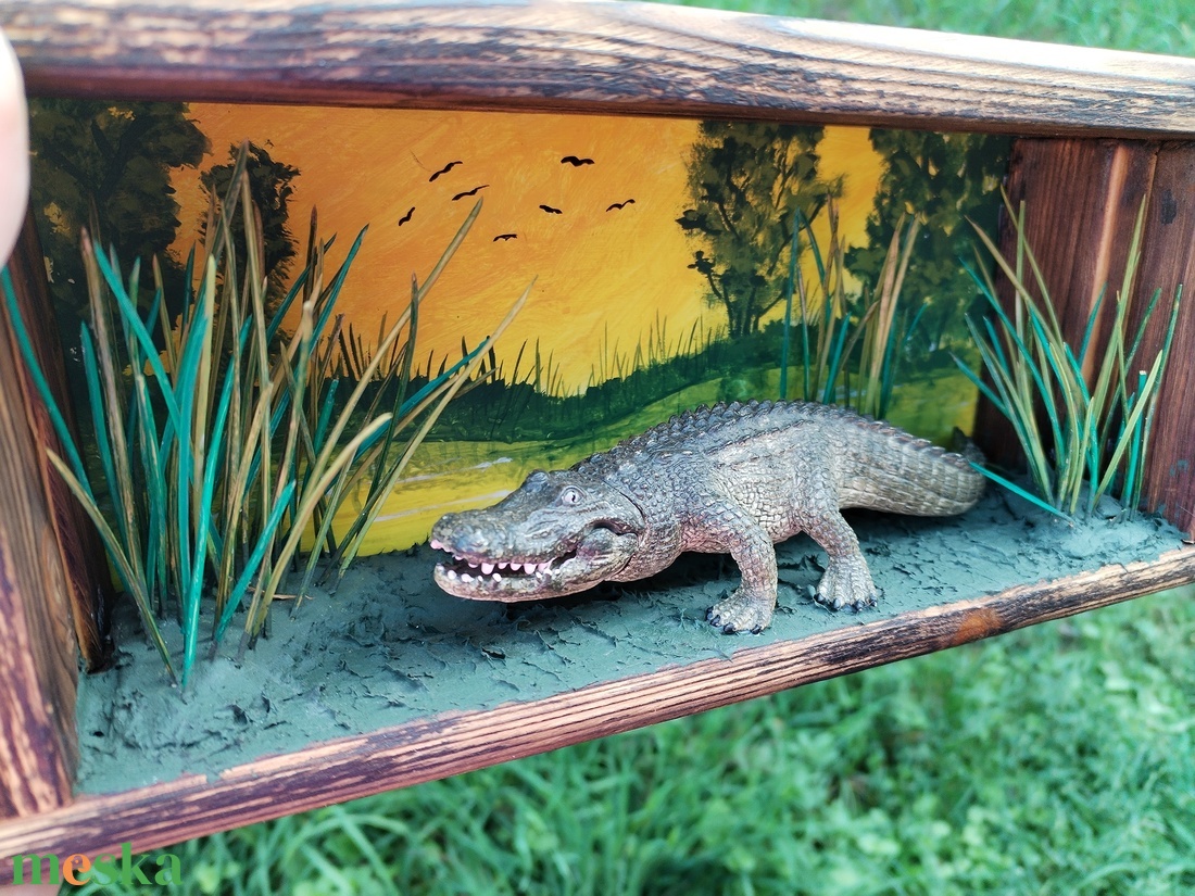 Krokodilos shadowbox, roombox  - otthon & életmód - dekoráció - kép & falikép - 3d képek - Meska.hu