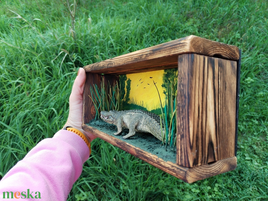 Krokodilos shadowbox, roombox  - otthon & életmód - dekoráció - kép & falikép - 3d képek - Meska.hu