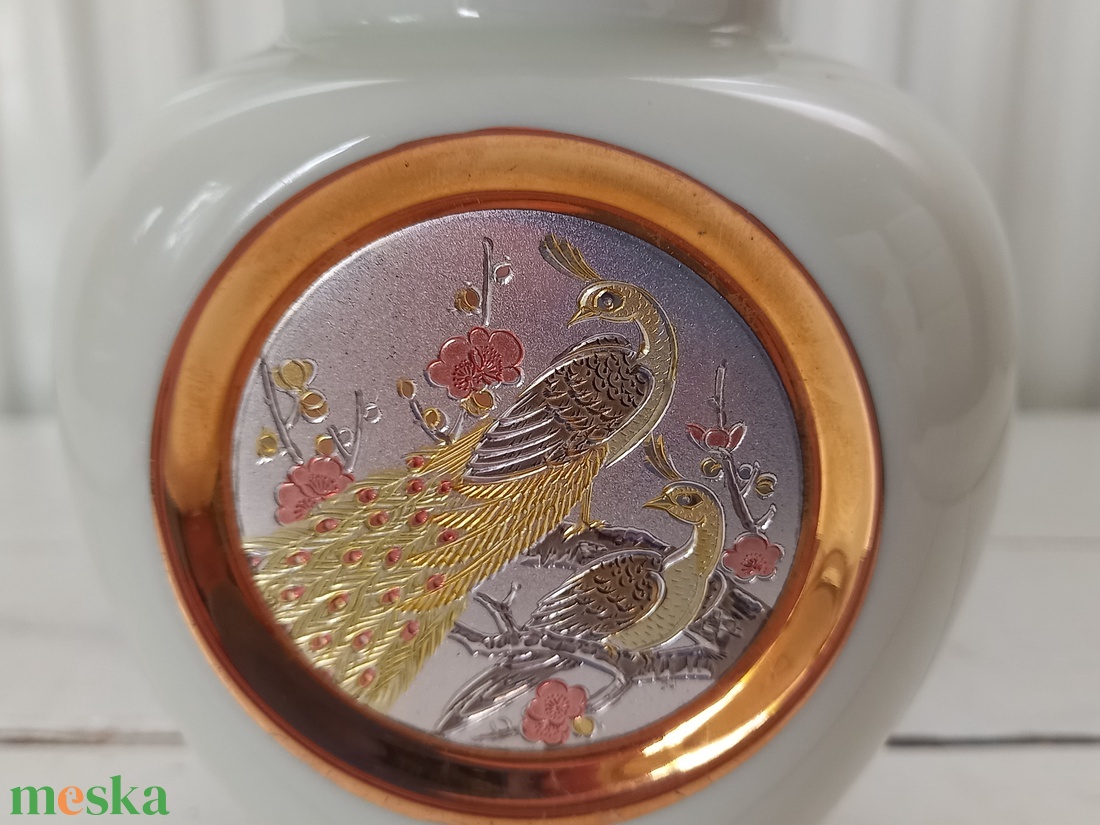 Csodás japán Chokin porcelán urnaváza_fedeles váza_24 karátos aranyozással - otthon & lakás - dekoráció - virágdísz és tartó - váza - Meska.hu