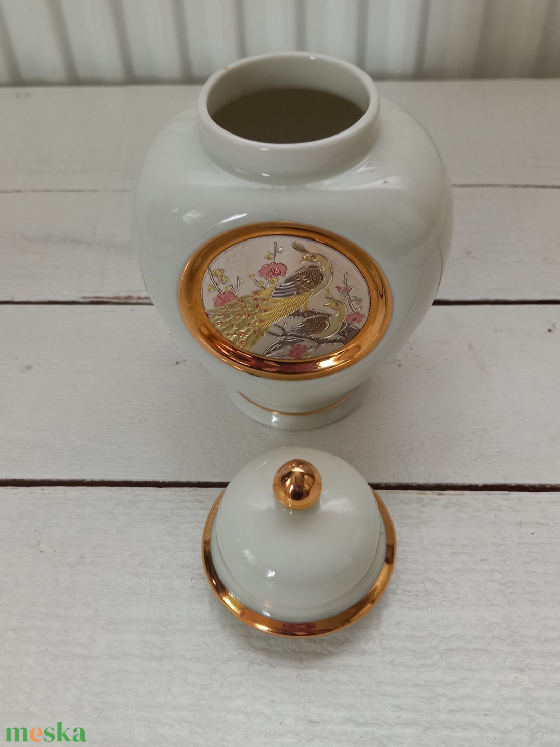 Csodás japán Chokin porcelán urnaváza_fedeles váza_24 karátos aranyozással - otthon & lakás - dekoráció - virágdísz és tartó - váza - Meska.hu