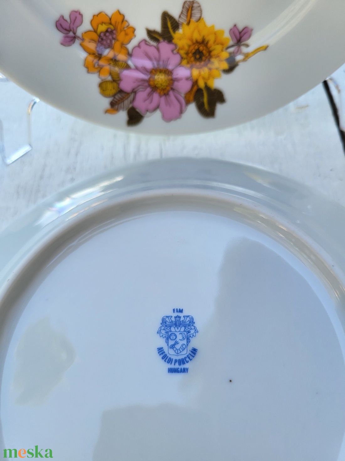 Alföldi porcelán_Dáliás süteményes tányérpár - otthon & lakás - konyhafelszerelés, tálalás - tálalás - tányér & étkészlet - Meska.hu