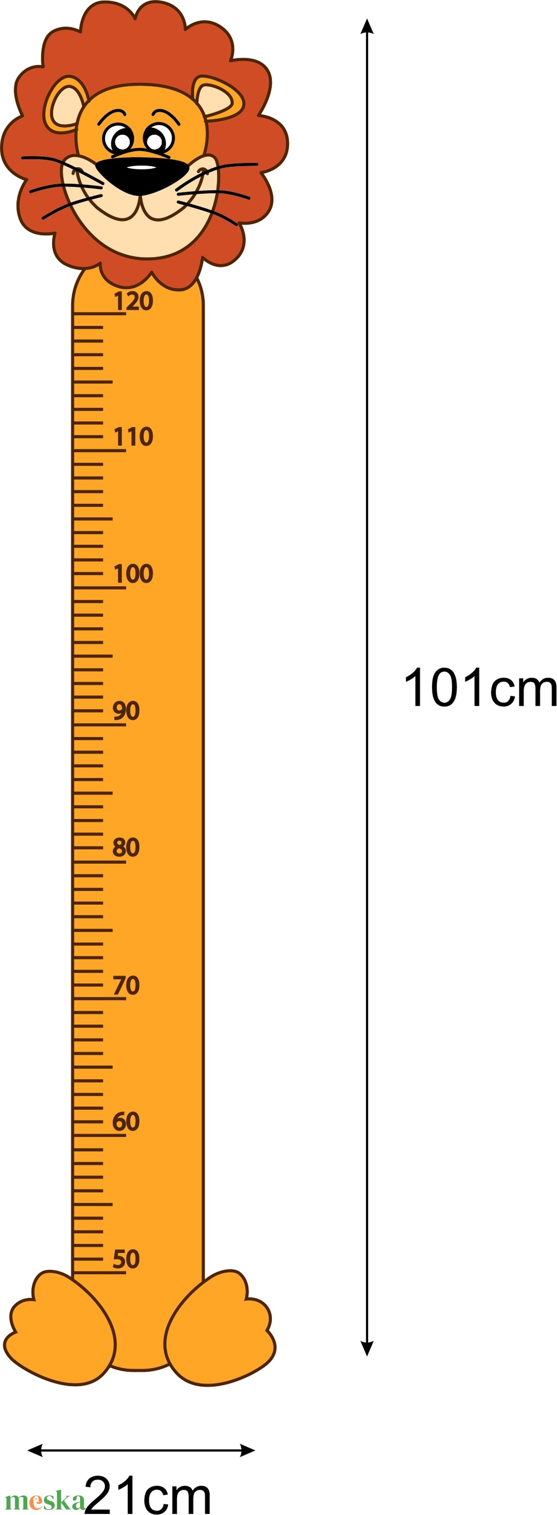 Falmatrica - Oroszlános magasságmérő matrica - otthon & életmód - babaszoba, gyerekszoba - gyerekszoba falmatrica - Meska.hu