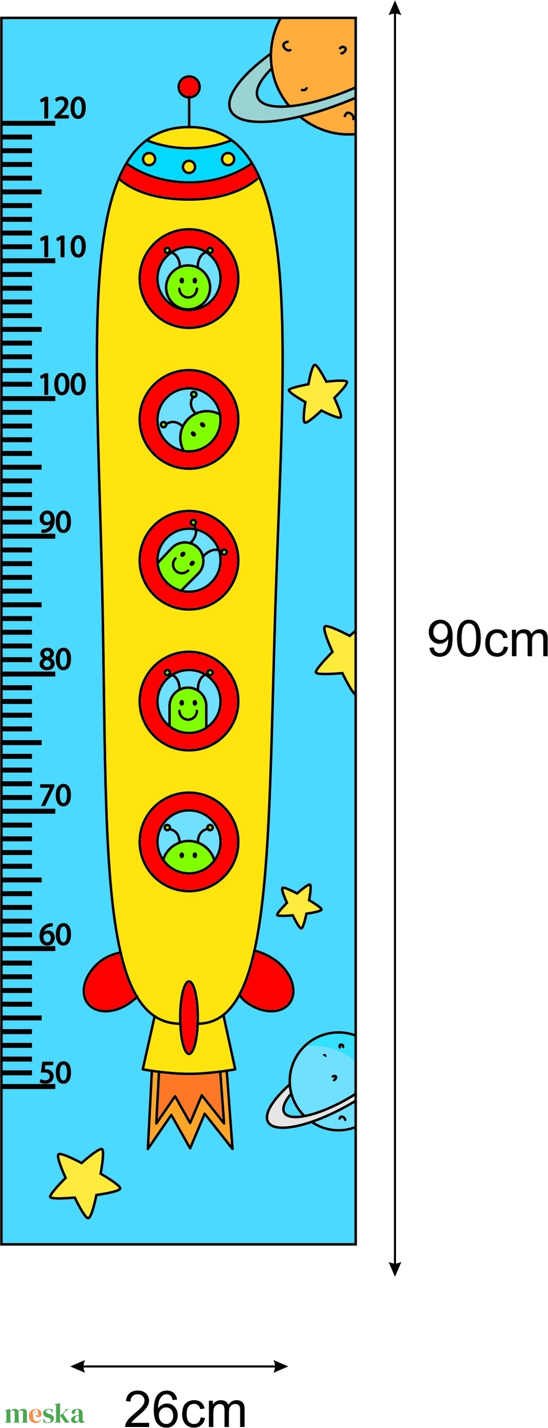 Falmatrica - Űrhajós magasságmérő matrica - otthon & életmód - babaszoba, gyerekszoba - magasságmérő - Meska.hu