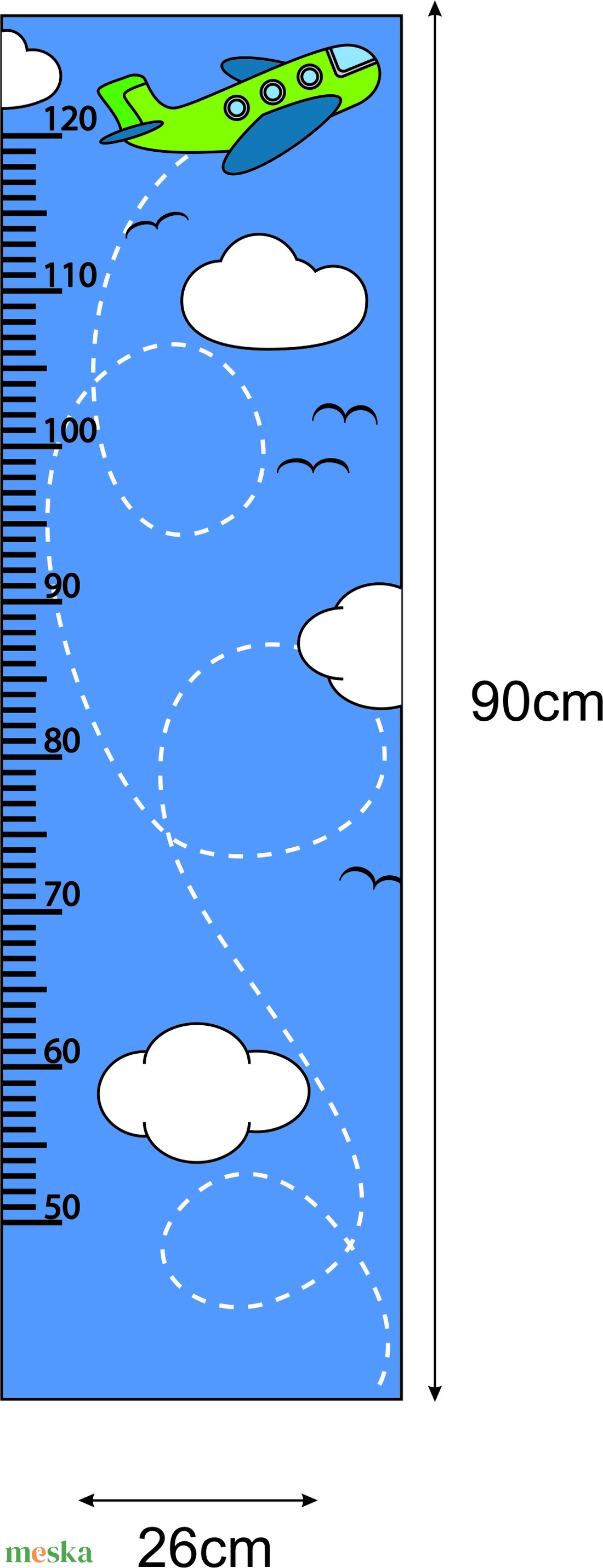 Falmatrica - Repülős magasságmérő matrica - otthon & életmód - babaszoba, gyerekszoba - gyerekszoba falmatrica - Meska.hu