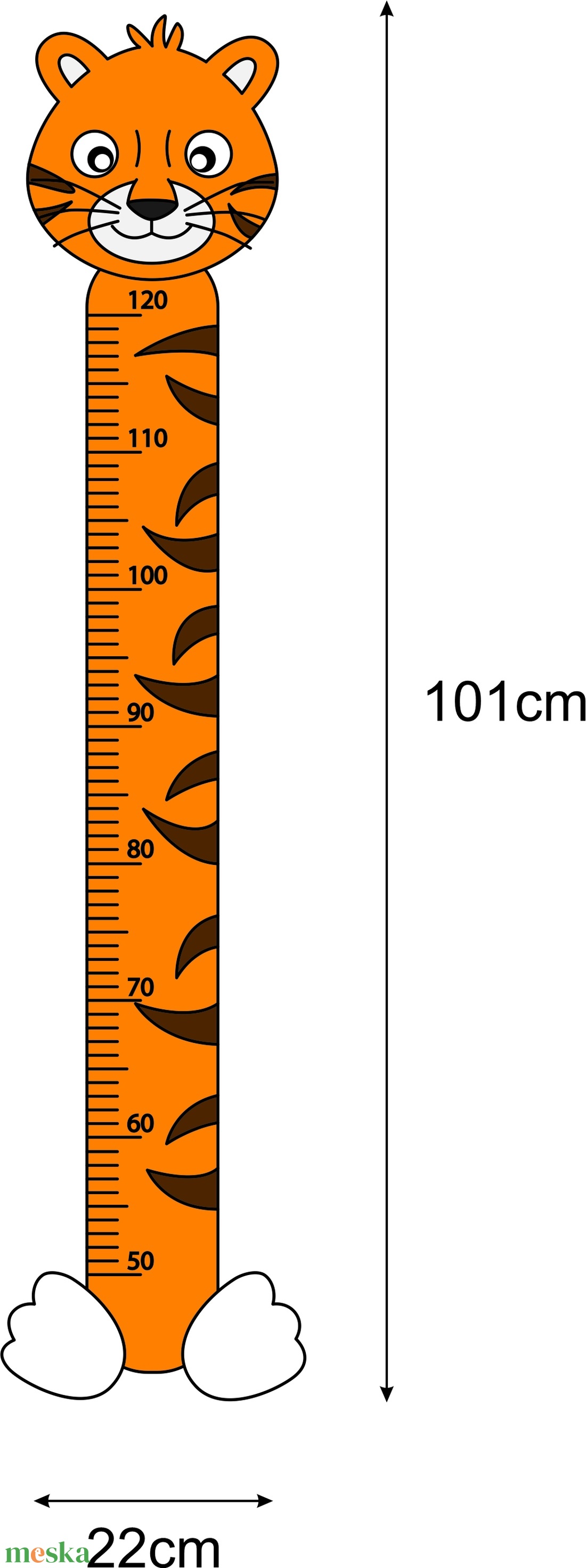 Falmatrica - Tigrises magasságmérő matrica - otthon & életmód - babaszoba, gyerekszoba - magasságmérő - Meska.hu