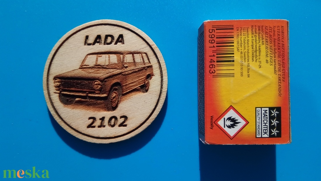 Lada 2102 mintás hűtőmágnes. Ladás gravírozás. - otthon & életmód - konyhafelszerelés, tálalás - konyhai dekoráció - hűtőmágnes - Meska.hu