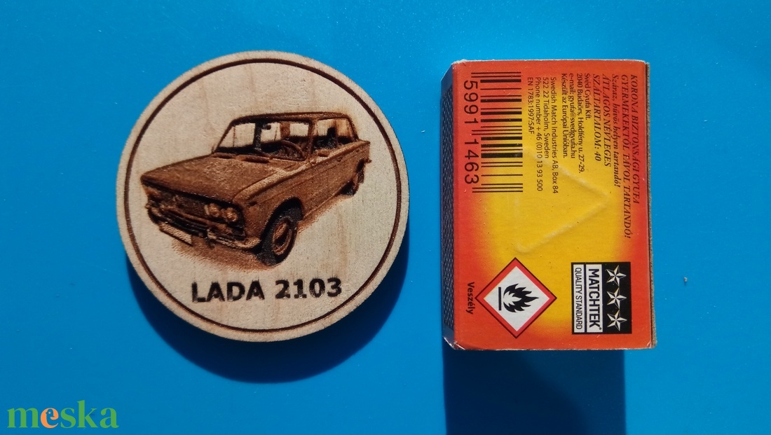 Lada 2103 mintás hűtőmágnes. Ladás gravírozás. - otthon & életmód - konyhafelszerelés, tálalás - konyhai dekoráció - hűtőmágnes - Meska.hu