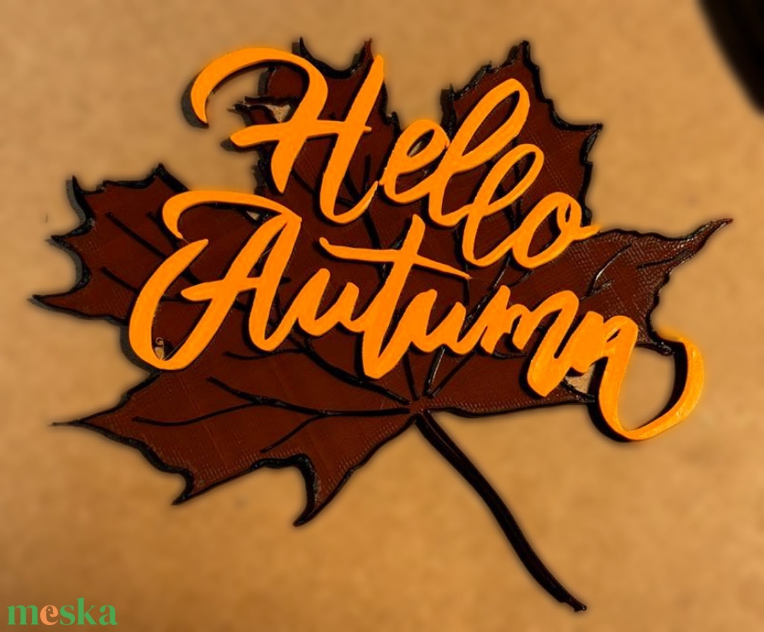 'Hello Autumn' őszi dekorációs felirat - kellékek & szerszámok - dekorációs kellékek - őszi dekor - falevél - Meska.hu