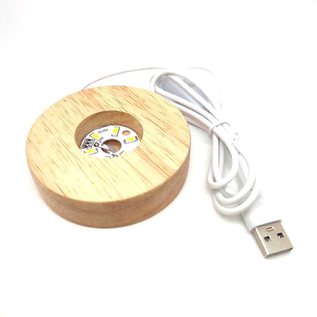 Lámpa fa talpas fehér USB 10cm - kellékek & szerszámok - ásvány alapanyag - szelenit korong - Meska.hu