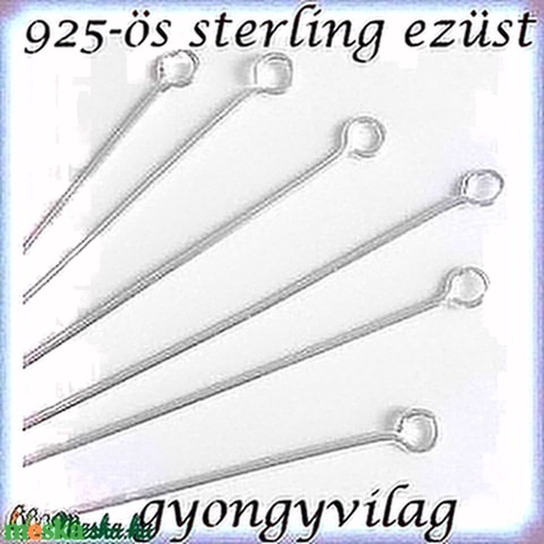 925-ös sterling ezüst ékszerkellék: szerelőpálca hurkos végű ESZP H 25x0,5 mm 2db - kellékek & szerszámok - gyöngy, ékszerkellék - egyéb alkatrész - Meska.hu