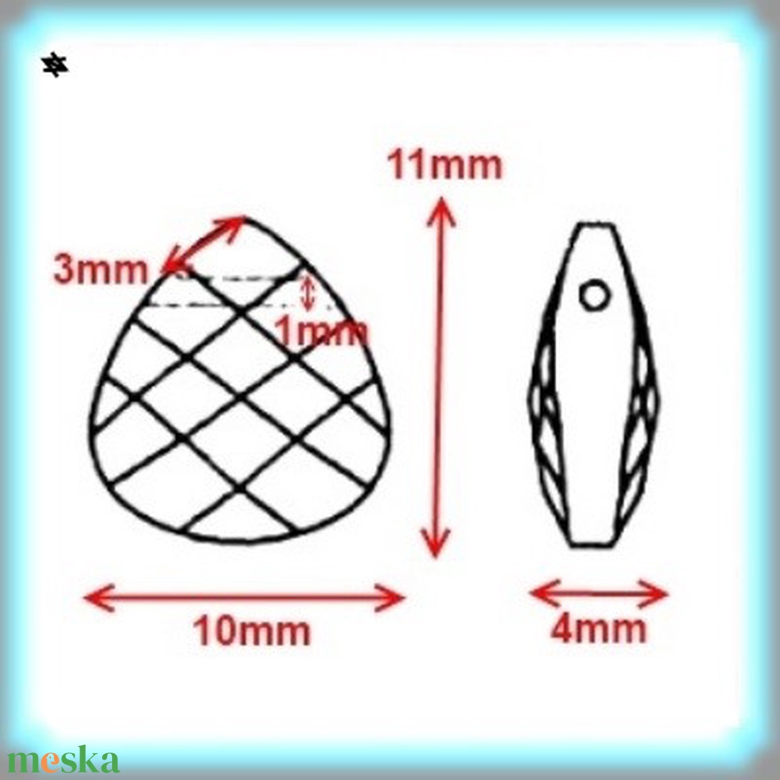 Swarovski kristály medál: briolett szív 11mm keresztben fúrt több szín SW6012-11 - kellékek & szerszámok - gyöngy, ékszerkellék - swarovski kristályok - Meska.hu