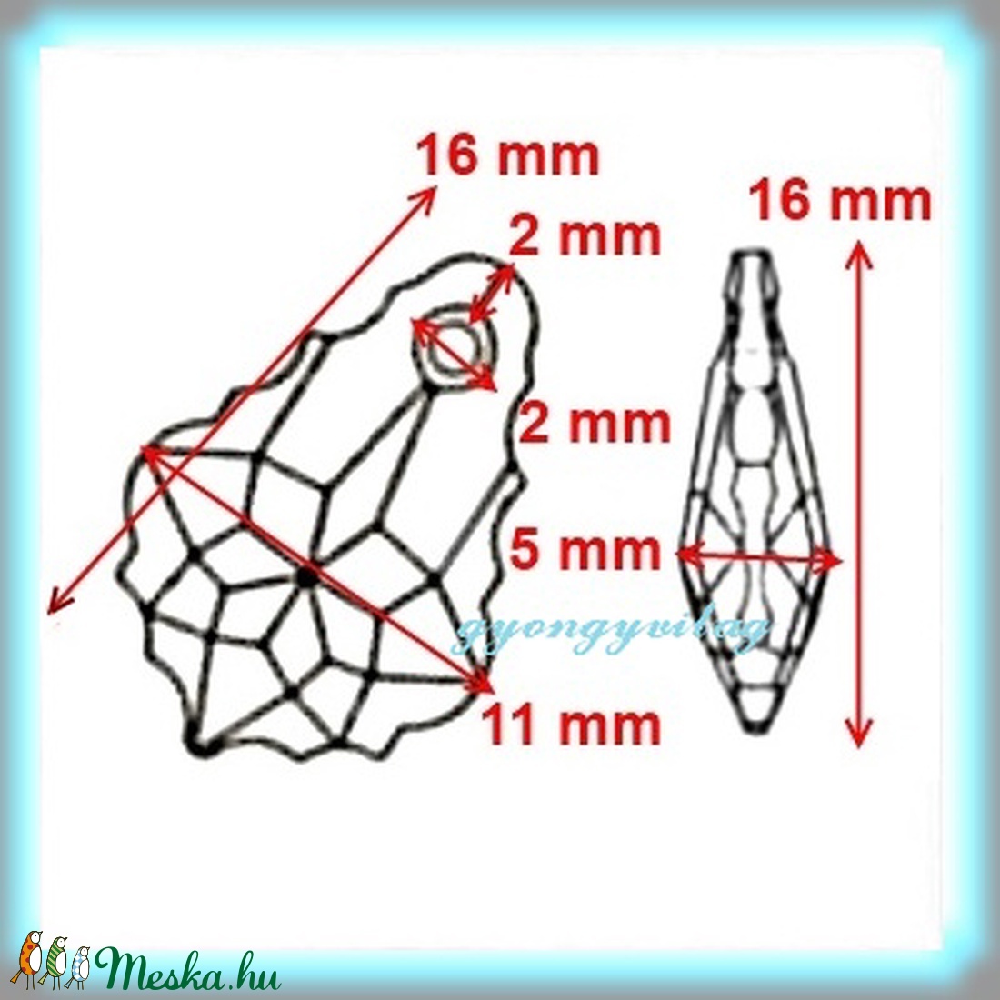 Ékszerkellék: Swarovski barokk 16mm-es  több színben  - kellékek & szerszámok - gyöngy, ékszerkellék - swarovski kristályok - Meska.hu