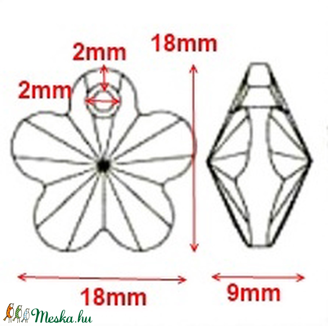 Ékszerkellék: Swarovski virág 18mm-es több színben - kellékek & szerszámok - gyöngy, ékszerkellék - swarovski kristályok - Meska.hu