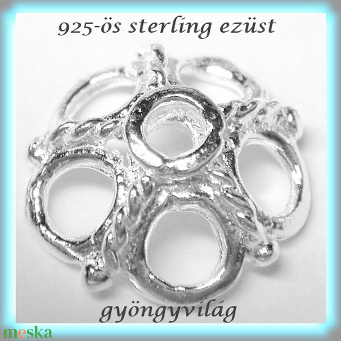 925-ös sterling ezüst ékszerkellék: gyöngykupak EGYK 11 - kellékek & szerszámok - gyöngy, ékszerkellék - fém köztesek - Meska.hu